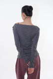 Loop stripe drape long sleeve