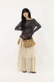 See-through rough drape tee