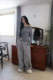 Brushed) Velvet Line Over Pants