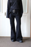 Rivet belt bootcut pants