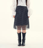 Label flower chiffon skirt