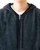 Two Tone Knit Hoodie Zip-Up