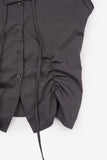 Low shirring button-up blouse