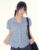 Coco check frill blouse