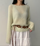 Mohair Raglan See-Through Knit