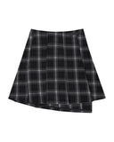 SNAP WRAP CHECK PLEATS SKIRT