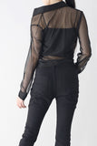 Rib crop see-through shirt