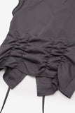 Low shirring button-up blouse