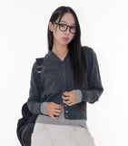Button hood cardigan