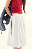 Rosy cotton frill midi skirt