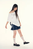 Ribbon unbalanced t-shirt