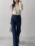 Pocket High Waist Center Crease Bootcut Denim