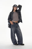 Grid vintage washed check shirt
