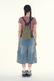 Wengen carpenter banding denim bermuda pants