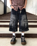 Round Curve Cargo Bermuda Denim