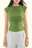 Modish ribbed cap sleeve t-shirt