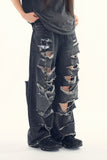 Happy destroyed wide denim pants