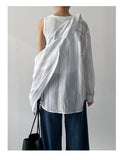 Torre Stripe See-Through Loose Fit Shirt