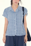 Coco check frill blouse