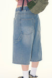 Wengen carpenter banding denim bermuda pants