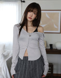Plum Collar Off Unbalanced Tee