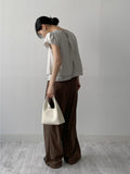 Plain layered short sleeve blouse