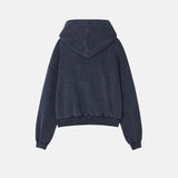 Navy Washed Zip Hoodie