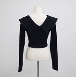 Twill Rib Big Collar Knit