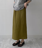 Tuba Wrinkle Banding Long Skirt