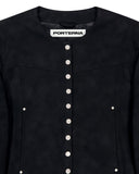 LEATHER SNAP CROP JACKET