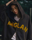 Applique Zip-Up Washed Hoodie