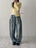 [unisex] Pocket banding balloon wide denim