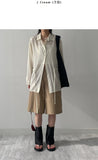 Wrinkle See-Through String Loose Fit Shirt