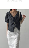 Frill V-Neck See-Through Blouse