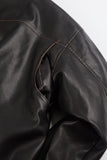 Fur lining leather blouson jumper