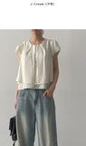 Plain layered short sleeve blouse