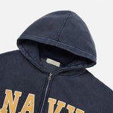 Navy Washed Zip Hoodie
