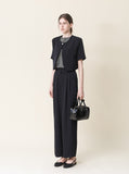 [Premium] Button Linen Jacket & Slacks Set