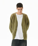 MIXED HAIRY KNIT CARDIGAN