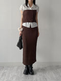 [Short sleeve ver.] Straw collar pin tuck blouse