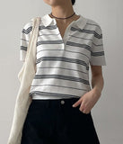 [Short sleeve ver.] Symbol stripe collar knit