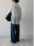 Torre Stripe See-Through Loose Fit Shirt