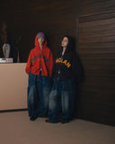 Applique Zip-Up Washed Hoodie