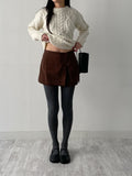 Corduroy Wrap Skirt Pants
