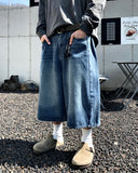 Side Tuck Bermuda Denim