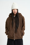 Dot fleece hood zip-up