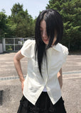 PUFF SLEEVE SHIRRING BLOUSE