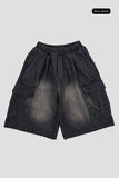 Radial wide denim bermuda pants