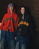 Applique Zip-Up Washed Hoodie