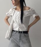[Short sleeve ver.] Beans Off-Shoulder Crop Blouse